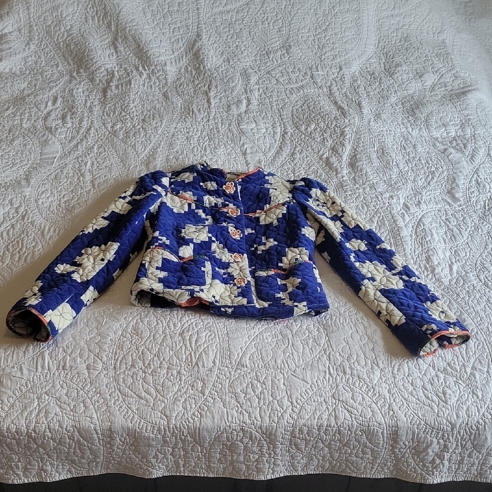 Women's Floral Blue and White Jacket